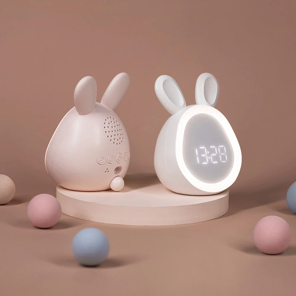 Kids Cute Rabbit Alarm Clock With Night Light Stepless Dimming Led Digital Alarm Clock For Boys Girls