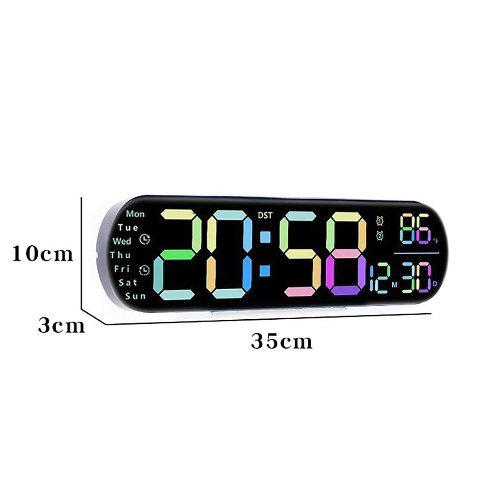 13.8" Large Digital Wall Clock With Remote,10 Brightness Adjustable, Big Digits, Modern Wall Clock For Living Room Bedroom