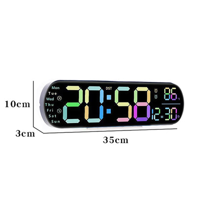 13.8" Large Digital Wall Clock With Remote,10 Brightness Adjustable, Big Digits, Modern Wall Clock For Living Room Bedroom