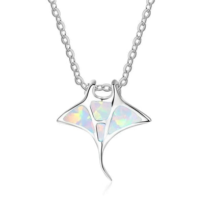 Bohemia Cute Jellyfish Pendant Necklace For Women Inlay Blue Imitation Opal Necklace Wedding Jewelry Christmas Gifts for Her