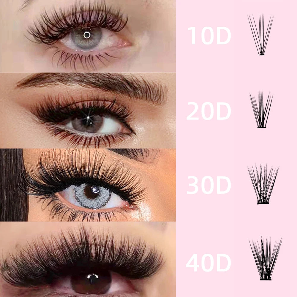 YUANZHIJIE Natural Soft Segmented False Bundles 30D40D DIY Clusters Eyelash Individual Russian C/D Curl 240 Volume lashes Makeup