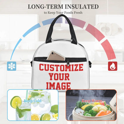 Custom Your Image Large Thermal Insulated Lunch Bags With Adjustable Shoulder Strap Portable Bento Box Cooler Thermal Lunch Box