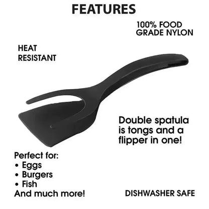 2 in 1 Kitchen Shovel Clip Cookware Bbq Silicone Handle Egg Turning Tongs Steak Spatula Tongs Pancake Fry Flipper Cooking Tools