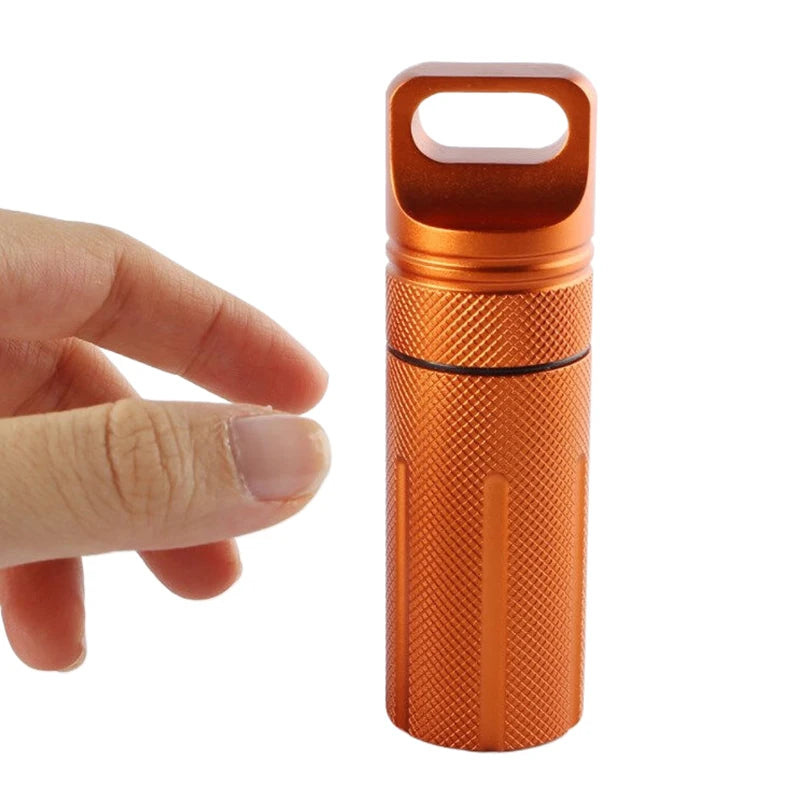 Aluminum Alloy Airtight Pill Container Bottle Portable Outdoor EDC Single Chamber Capsule Holder Waterproof Medicine Case Box