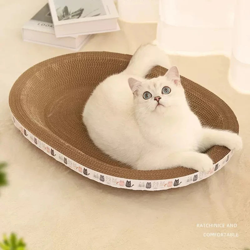 Corrugated Cat Scratcher Cat Scrapers Round Oval Grinding Claw Toys for Cats Wear-Resistant Cat Bed Nest Cat Accessories