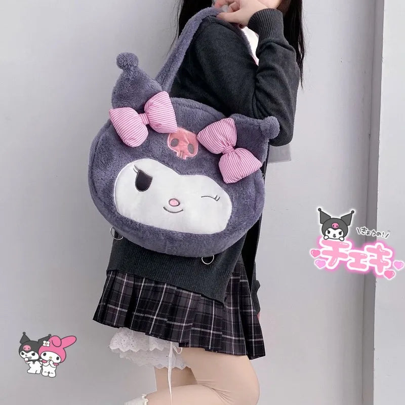 MBTI Japanese Style Womens Shoulder Bag Plush Kuromi Cute Student Jk Lolita Backpack Large Capacity 2024 Designer Daily Tote Bag