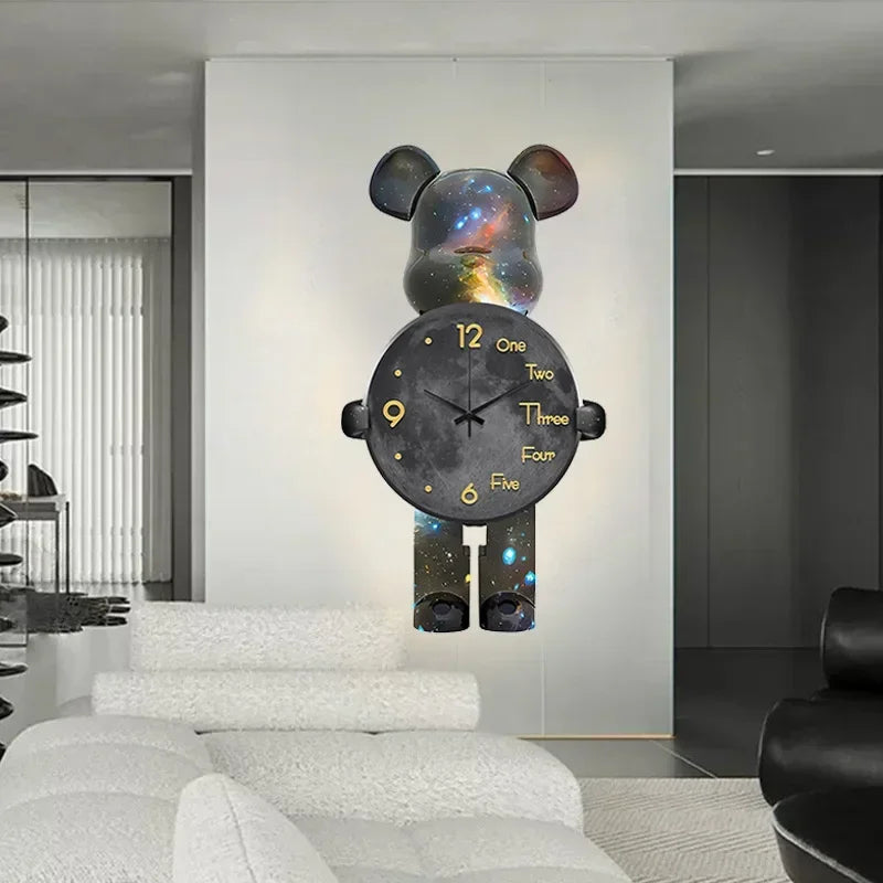 Aesthetic Bear Wall Clock Creative Silent Violent Bear Wall Interior Clock Fashion Wall-clock Luxury Living Room Decoration Gift