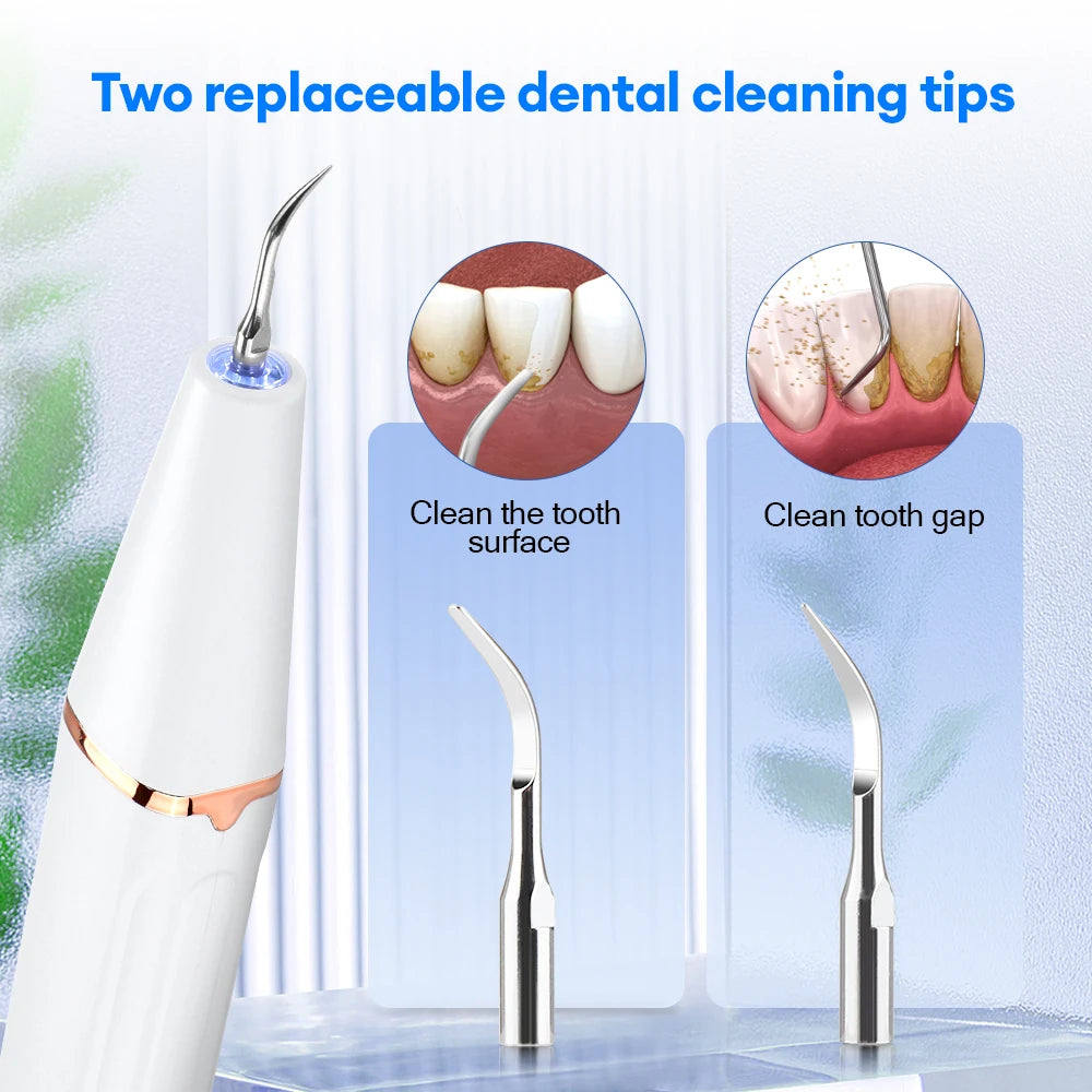 Ultrasonic Dental Scaler Oral Care Tartar Removal Calculus Remover Tooth Stain Cleaner LED Light Tooth Whitening Tools Household