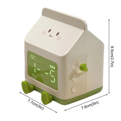 1Pc Multi-Function Alarm Clocks Milk Box Shape Digital Clock Rechargeable Mini Countdown Timer for Student Office Office Workers