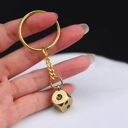 Lucky Dice Pendant Keychain Men Metal Car Key Ring Handbag Purse Ornaments Jewelry Gifts