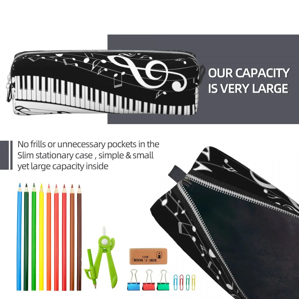 Minimalistic Piano Keyboard Pencil Cases Music Note Pencilcases Pen Holder for Student  Pencil Bags School Supplies Stationery