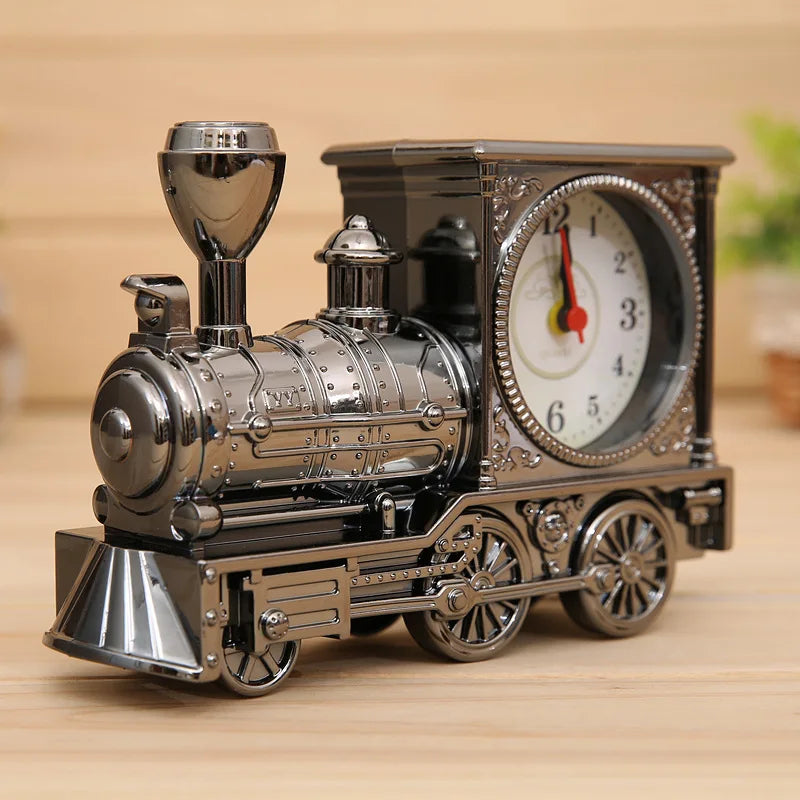 Fashion Personality Lastic Model Clock Retro Nostalgic Locomotive Alarm Clock Decoration Creative Home Gift Alarm Clock