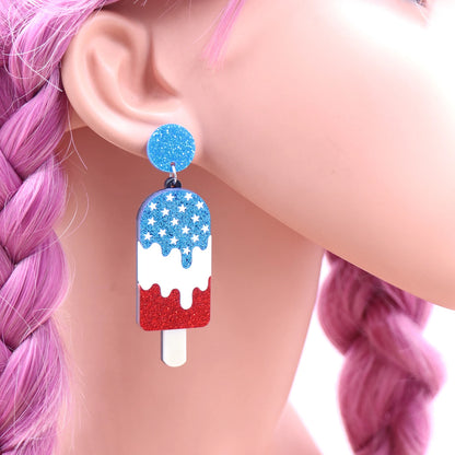 4th of July Independence Day Popsicle Dangle Earrings American Statement Acrylic Jewelry For Women