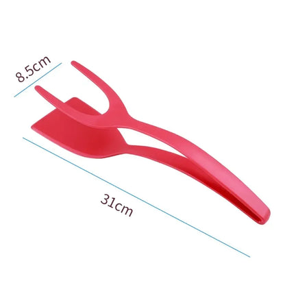 2 in 1 Kitchen Shovel Clip Cookware Bbq Silicone Handle Egg Turning Tongs Steak Spatula Tongs Pancake Fry Flipper Cooking Tools