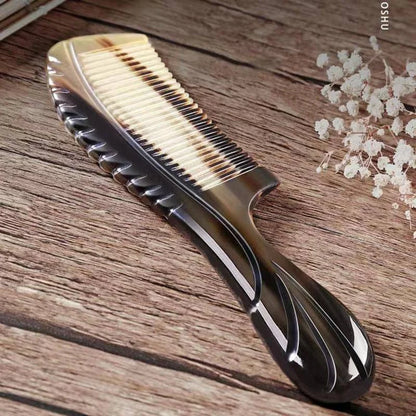 Handmade Natural Ox Horn Comb Anti Static Buffalo Combs Handle Professional Detangling Massage Fine Tooth Comb