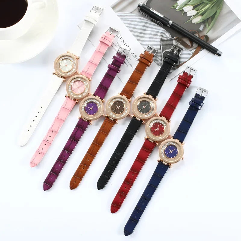 Watches For Women Female Luxury Temperament Ladies Watch Leather Belt Diamond Watch Analog Quartz Watch Reloj Mujer Montre Femme