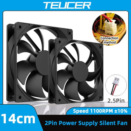 TEUCER 140x140x25mm Cooler 12V 2PIN Silent Hydraulic Bearing PC Cooling Fan For Computer Btc Server