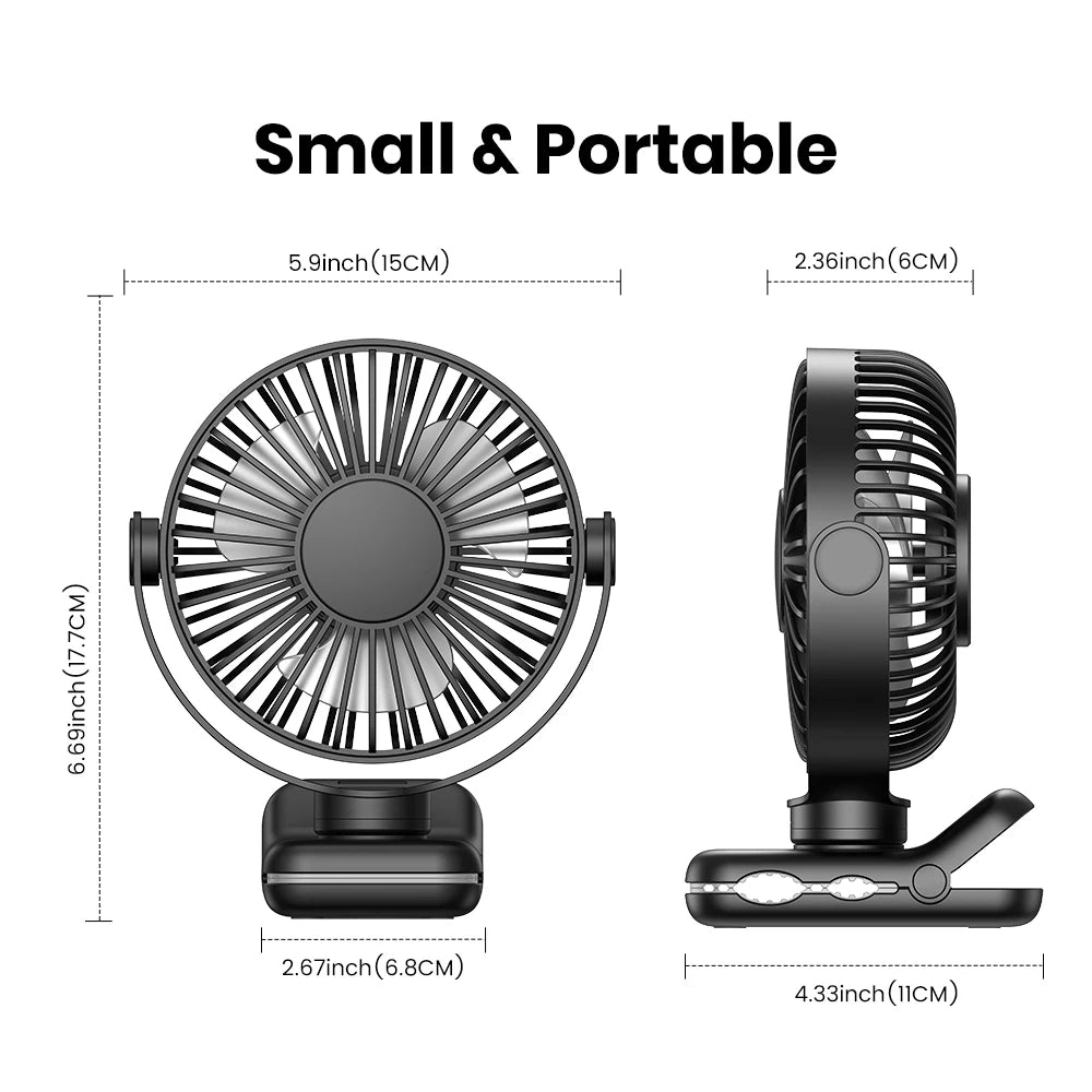 TOPK Mini Portable Clip on Fan,USB Desk Fan,3 Speeds Quiet Wind 720° Rotate Personal Electric Fan,Standing fans for Room Home