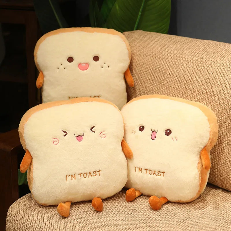 New 1pc 35cm Plush Bread Pillow Cute Simulation Food Toast Soft Doll Warm Hand Cushion Home Decoration Kids Toys Birthday Gift