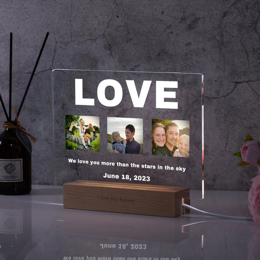 Custom 3D Acrylic Photo Lamp Personalized Led Night Light for Parents Love MOM DAD Family Friend Weddings Birthdays Ideal Gift