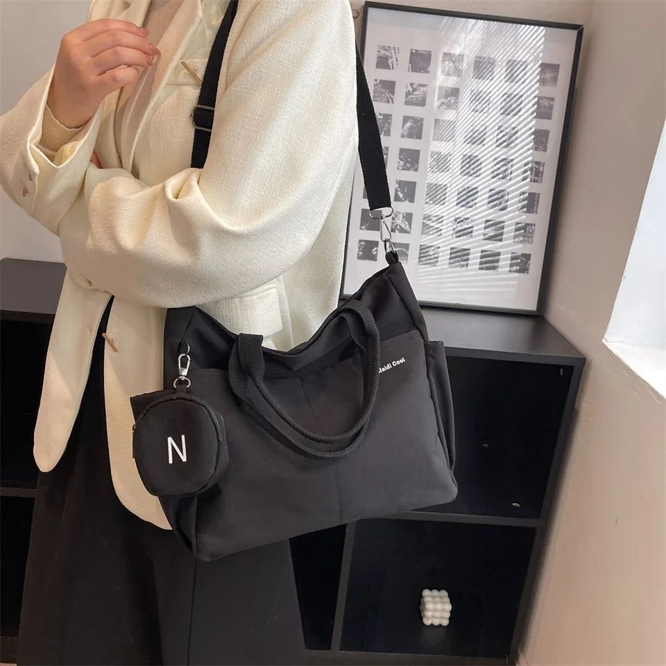 Vintage Style Waterproof Messenger Bag Women Student Satchels Nylon Shoulder Bag Korean Fashion Tote bag Academy style handbag