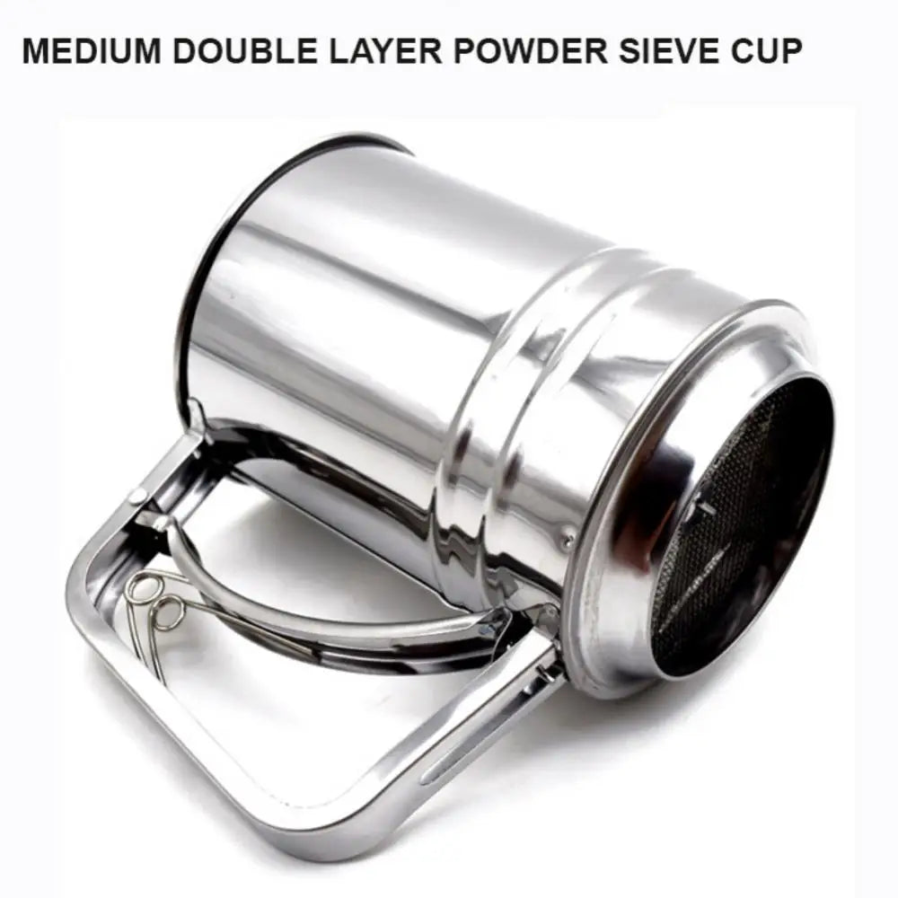 Mesh Shaker Semi-automatic With Measuring Scale Bake Tool Flour Shaker Powder Sieve Cup Handheld Stainless Steel Baking Tools