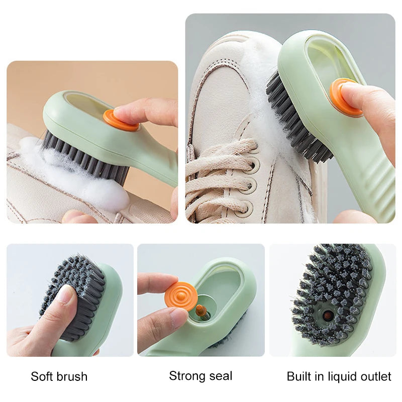 Cleaning Brush Soft Bristled Liquid Filled Up Wash Shoe Cleaning Tools Long Handle Clothes Brush Household Cleaning Tool