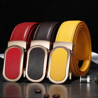 Gemstone Blue Belt for Men and Women Automatic Buckle Belts Fashion Casual Cinturon Female Waistband Green White Black Brown Red