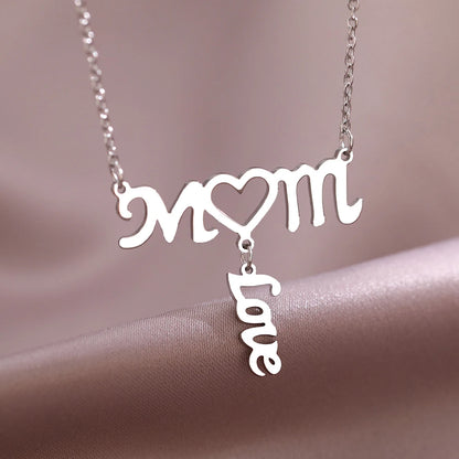 Stainless Steel Necklaces Letter Mom Love Pendants Mother's Day High-end Sense Choker Chain Necklace For Women Jewelry Gifts