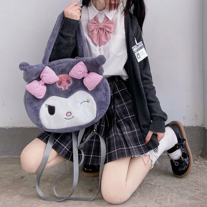 MBTI Japanese Style Womens Shoulder Bag Plush Kuromi Cute Student Jk Lolita Backpack Large Capacity 2024 Designer Daily Tote Bag