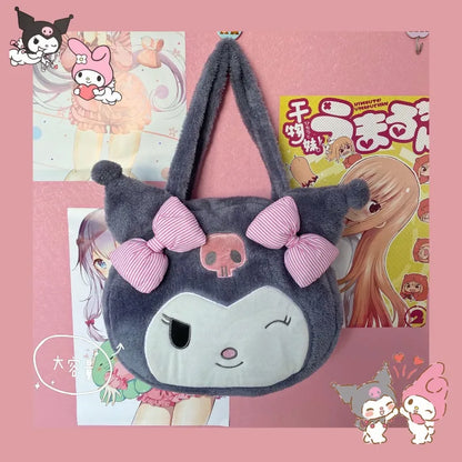 MBTI Japanese Style Womens Shoulder Bag Plush Kuromi Cute Student Jk Lolita Backpack Large Capacity 2024 Designer Daily Tote Bag