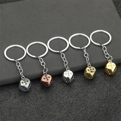 Lucky Dice Pendant Keychain Men Metal Car Key Ring Handbag Purse Ornaments Jewelry Gifts