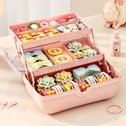 Multi-layer Girls' Hair Accessories Storage Box Hairpin Organizer Large Capacity Jewelry Case Head Rope Headband Display Rack