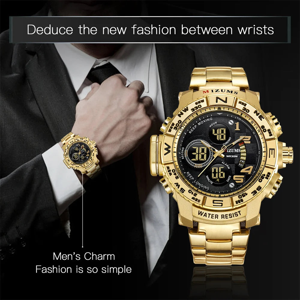 Men's Sport Watches Top Brand Luxury Steel Strap Digital Led Electronic Waterproof Wristwatch Military Clock Relogio Masculino