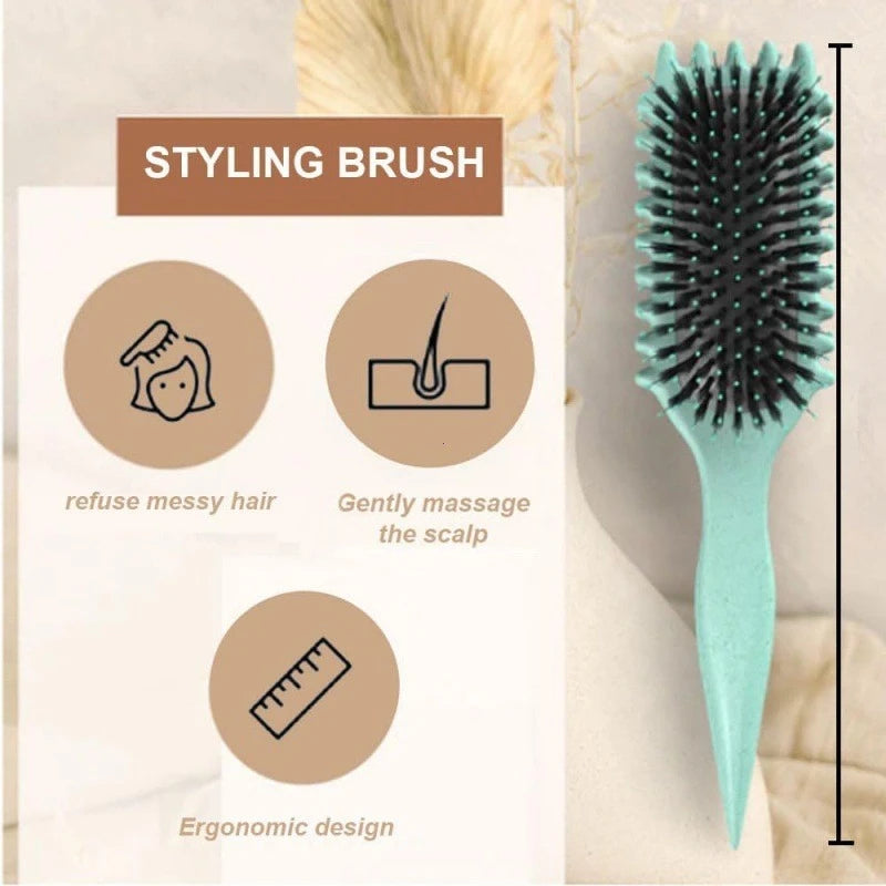 Bounce Curl Define Styling Brush Boar Bristle Detangling Hair Brush Tangled Hair Comb Shaping Defining Curls Barber Styling Tool