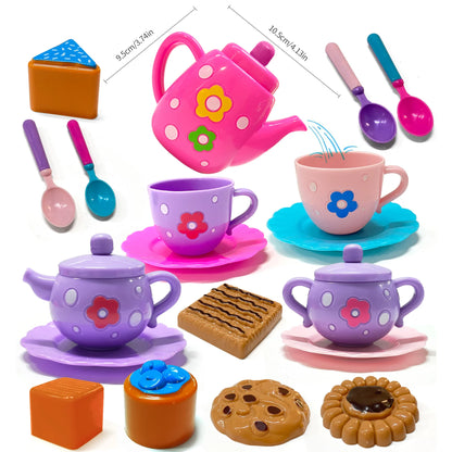 Tea Set for Little Girls, Tea Party Set, Tea Set for Toddlers Including Kettle, Cookies, Kids Play Food, Boys Girls Gifts