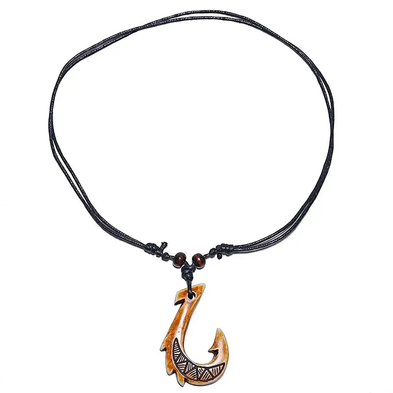 New Zealand Maori fishhook necklace Fish Hook pendant man Choker Retro Jewelry Imitation Polynesian Maui hook necklace Amulet