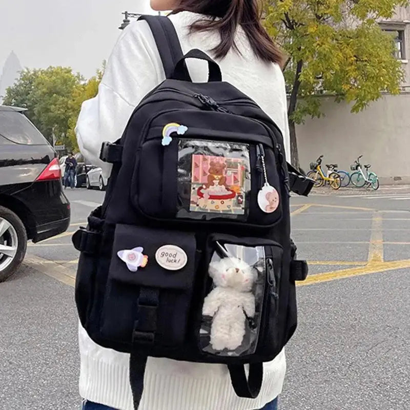 Girls Backpack Cute School Bags For Student Teens Girls Pockets Women Laptop Backpack Harajuku