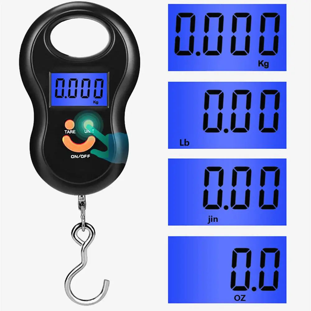 1/2/4PCS Black Electronic 50Kg 10g Hanging Scale LCD Digital Scale BackLight  Fishing Weights Pocket Scale Luggage Scales