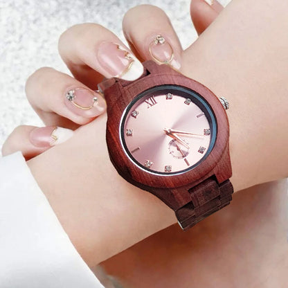 Women's Wood Watch Retro Wooden Woman's Fashionable Luxury Quartz Wrist Watches Clock for Valentine's Day Gift for Girlfriend