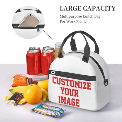 Custom Your Image Large Thermal Insulated Lunch Bags With Adjustable Shoulder Strap Portable Bento Box Cooler Thermal Lunch Box