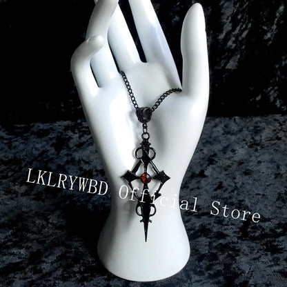 Black Pointed Cross Vampire Necklace, Gothic Jewelry, Statement Necklace, Dagger Cross Pendant, Gothic Gift, Goth Necklace