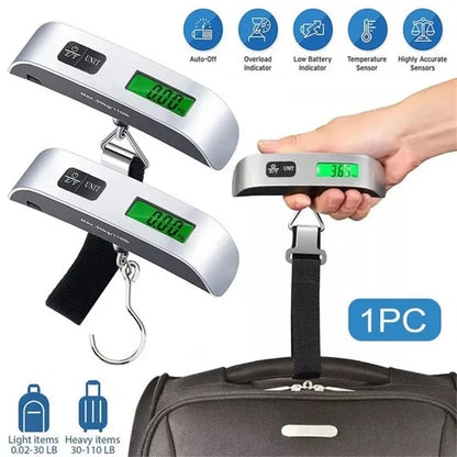 Portable Digital Luggage Scale LCD Display 110lb/50kg Handheld Hanging Travel Baggage Electronic Scale Suitcase Weight Scales