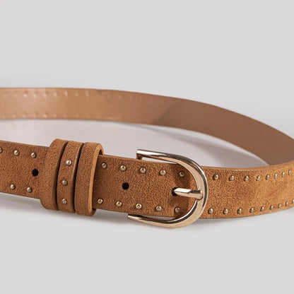 Metal Rivet Decoration Waistbands Belts for Women Fashion Woman Apparel Accessories Vintage Western Style Camel color