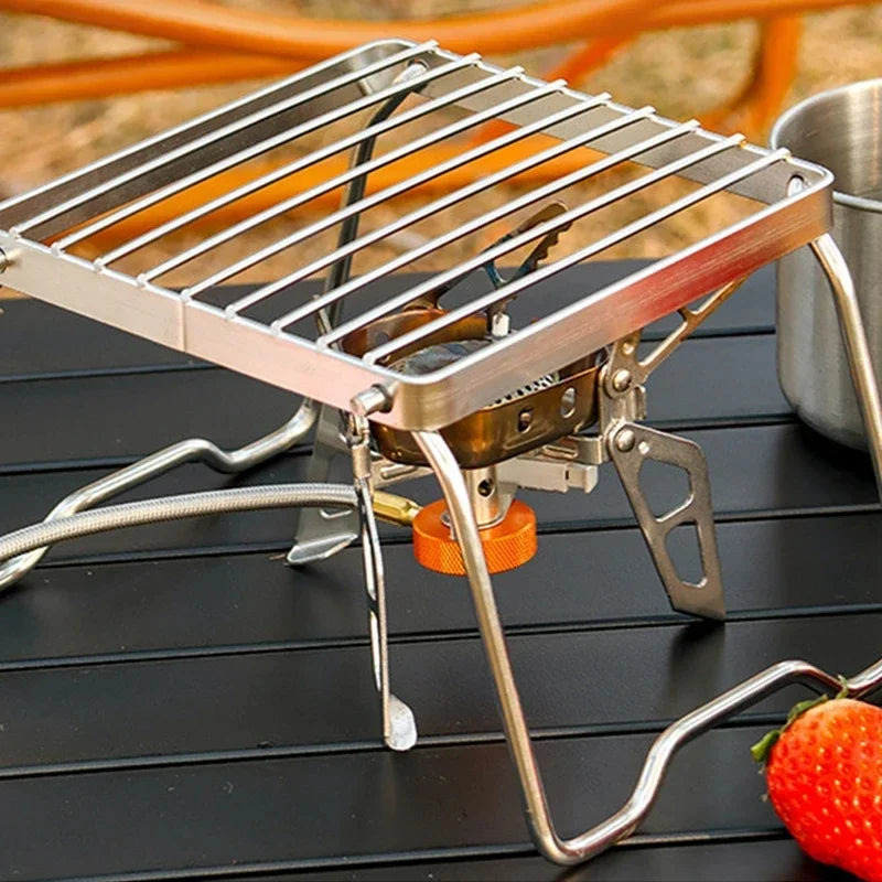 Multifunction Folding Campfire Grill Stand Tourism Portable Camping Grill Grate Outdoor Cookware BBQ Rack Wood Gas Stove Bracket