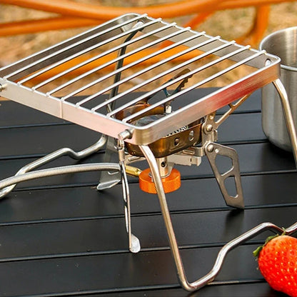 Multifunction Folding Campfire Grill Stand Tourism Portable Camping Grill Grate Outdoor Cookware BBQ Rack Wood Gas Stove Bracket