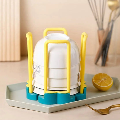 Fashion Dish Storage Rack Space-Saving Rotating Bowl Drain Rack Multifunctional Dish Display Stand Kitchen Supplies