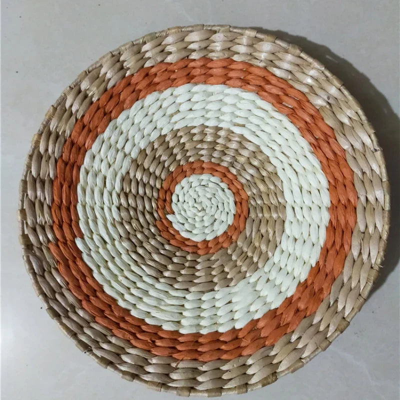 Creative Combination Wall Decoration Rattan Grass Weaving Straw Plate for Home Decor Livingroom Bedroom Background Decoration