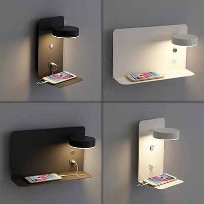 Modern Wall lights Bedroom Headboard Reading lamp Bedside Wireless Charger Background light