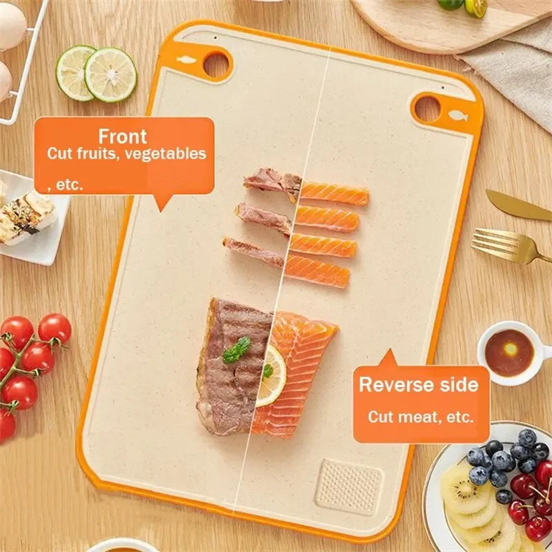 Household Antibacterial Anti-mould Cutting Board Kitchen Plastic Double Sided Board For Fruits Vegetables Meat